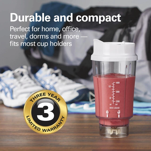 Alt view image 5 of 7 - Portable Blender for Smoothies With 14 oz. Travel Jar | 2 BPA Free Jars & Lids | Durable Stainless Steel Blades | 300 Watts Peak Power | Personal Smoothie Blender | White | 51102G