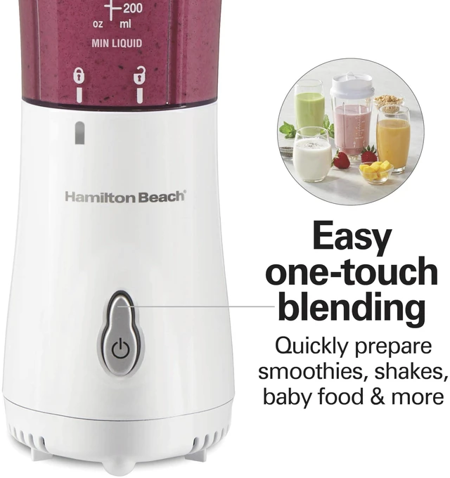 Alt view image 6 of 7 - Portable Blender for Smoothies With 14 oz. Travel Jar | 2 BPA Free Jars & Lids | Durable Stainless Steel Blades | 300 Watts Peak Power | Personal Smoothie Blender | White | 51102G