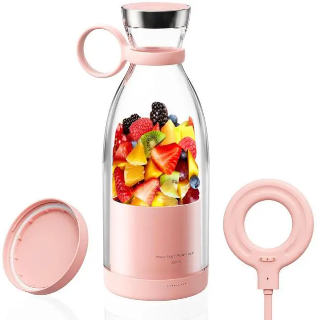Main image of Portable Blender for Shakes and Smoothies with 11.83 Oz Travel Cup and Lid,Durable Stainless Steel Blades for Juice Blending Performance, Pink