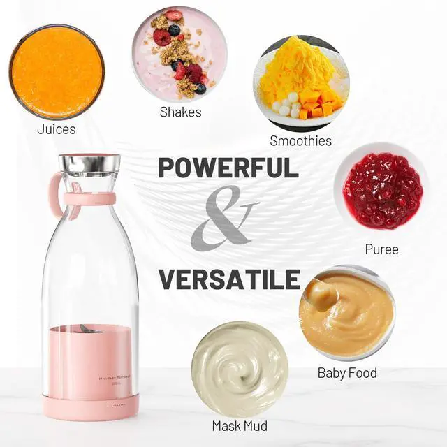 Alt view image 5 of 7 - Portable Blender for Shakes and Smoothies with 11.83 Oz Travel Cup and Lid,Durable Stainless Steel Blades for Juice Blending Performance, Pink