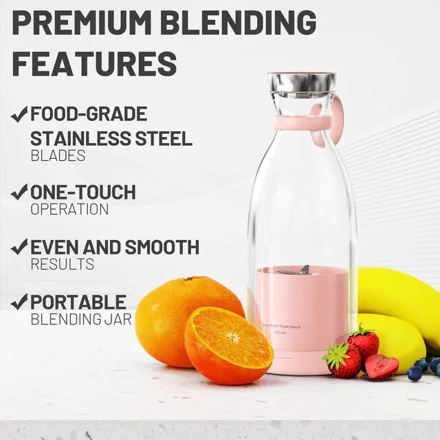 Alt view image 3 of 7 - Portable Blender for Shakes and Smoothies with 11.83 Oz Travel Cup and Lid,Durable Stainless Steel Blades for Juice Blending Performance, Pink