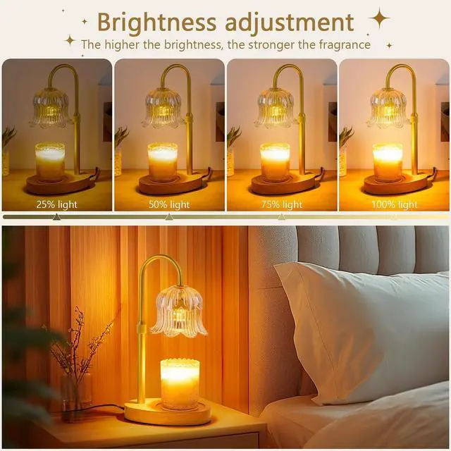 Alt view image 3 of 7 - Candle Warmer Lamp Electric Timer - Candles Warming Light Height Adjustable Dimmable Warmers Flower Lamps No Flame Heat Warm Melt Wax Jar Modern Home Decor Table Lights for Home Living Bedroom