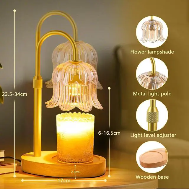 Alt view image 6 of 7 - Candle Warmer Lamp Electric Timer - Candles Warming Light Height Adjustable Dimmable Warmers Flower Lamps No Flame Heat Warm Melt Wax Jar Modern Home Decor Table Lights for Home Living Bedroom