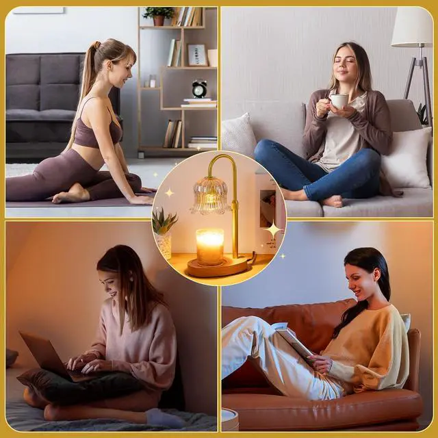 Alt view image 7 of 7 - Candle Warmer Lamp Electric Timer - Candles Warming Light Height Adjustable Dimmable Warmers Flower Lamps No Flame Heat Warm Melt Wax Jar Modern Home Decor Table Lights for Home Living Bedroom