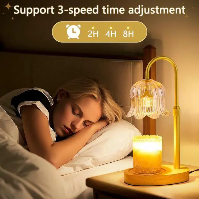 Alt view image 4 of 7 - Candle Warmer Lamp Electric Timer - Candles Warming Light Height Adjustable Dimmable Warmers Flower Lamps No Flame Heat Warm Melt Wax Jar Modern Home Decor Table Lights for Home Living Bedroom