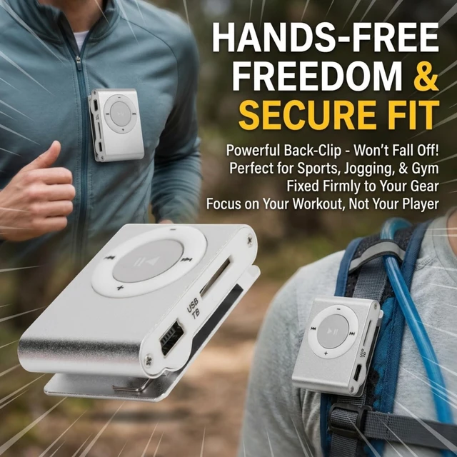 Alt view image 6 of 7 - Sport MP3 Players with Clip, Portable Music Player, Screenless MP3 Players, Mini MP3 Player with Earphone and USB Cable(Silver)