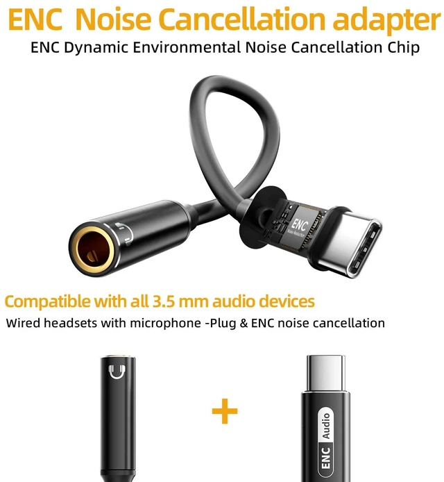 Alt view image 5 of 7 - ENC Noise Cancelling Wired Earbuds, Hybrid Driver Wired Headphones with USB Type C to 3.5mm Adapter, Microphone Hands-Free Calls 3.5mm Jack in Ear Headphones for iPhone 16/15/Samsung/PC
