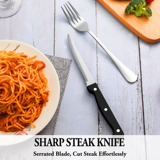 Alt view image 5 of 7 - 24 Pcs Silverware Set with Steak Knives for 4, Stainless Steel Flatware Set, Mirror Polished Cutlery Utensil Sets, Home Kitchen Eating Tableware, Dishwasher Safe