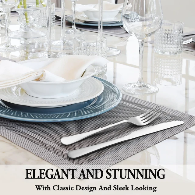 Alt view image 6 of 7 - 24 Pcs Silverware Set with Steak Knives for 4, Stainless Steel Flatware Set, Mirror Polished Cutlery Utensil Sets, Home Kitchen Eating Tableware, Dishwasher Safe