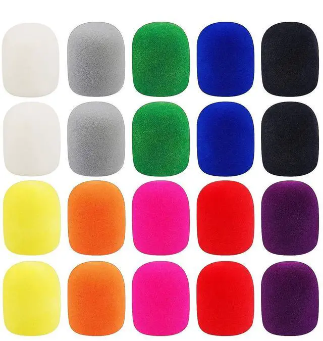 Main image of Microphone Covers Foam,20 Pack Thick Handheld Stage Microphone Windscreen Microphone Cover Foam Karaoke DJ Microphone Covers Disposable(10 Color)