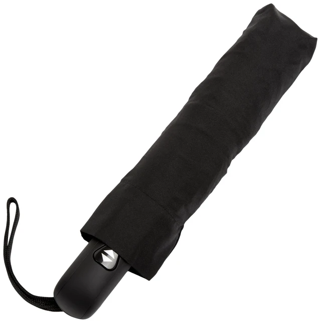 Alt view image 4 of 7 - Round Travel Umbrella with Auto Open/Close Button, Wind-Proof Compact Design, Wind Vent, Strong Alloy Steel Frame, Soft-Grip Handle, Storage Sleeve, 11" When Closed, Black