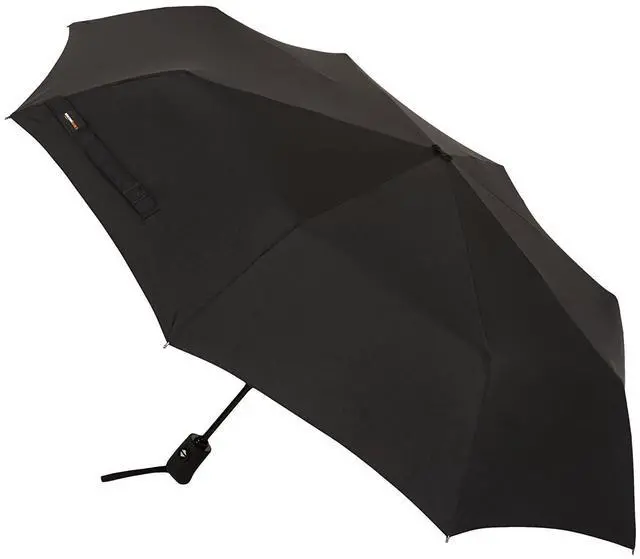 Main image of Round Travel Umbrella for Rain, Compact Umbrella with Auto Open/Close, Strong Alloy Steel Frame, Compact Size for Backpacks/Handbags (11" Long When Closed), One Size, Black