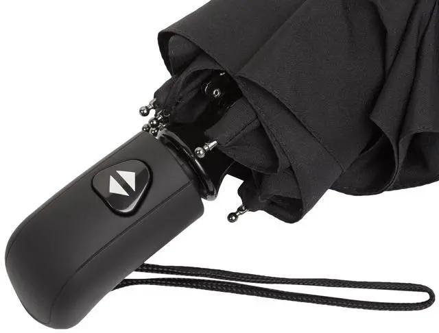 Alt view image 5 of 7 - Round Travel Umbrella for Rain, Compact Umbrella with Auto Open/Close, Strong Alloy Steel Frame, Compact Size for Backpacks/Handbags (11" Long When Closed), One Size, Black
