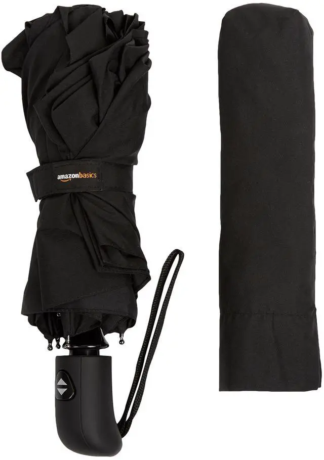 Alt view image 7 of 7 - Round Travel Umbrella for Rain, Compact Umbrella with Auto Open/Close, Strong Alloy Steel Frame, Compact Size for Backpacks/Handbags (11" Long When Closed), One Size, Black