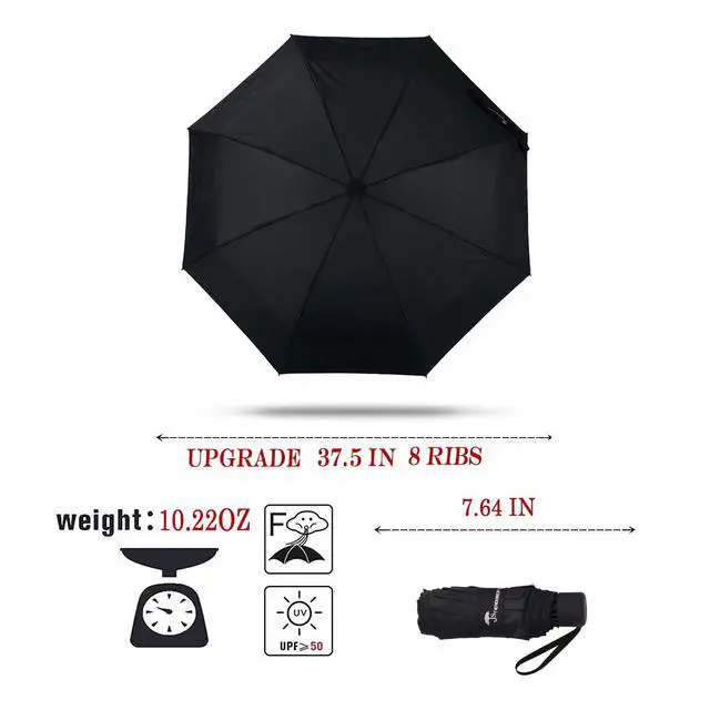 Alt view image 2 of 7 - Travel Umbrella - Lightweight Portable mini Compact Umbrellas (black)