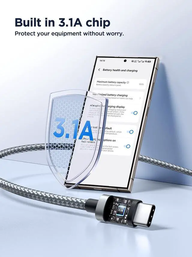 Alt view image 2 of 6 - USB C Cable 10 FT 2Pack USB A to USB C 3A Fast Charging 10FT Long Type C Charger Cord for 5G Android Phone, Samsung Galaxy S26 S25 S24 S23 S22 A12 A13 A14 A16 A17 A21 A32 A42 A53, iPhone 17 16 15
