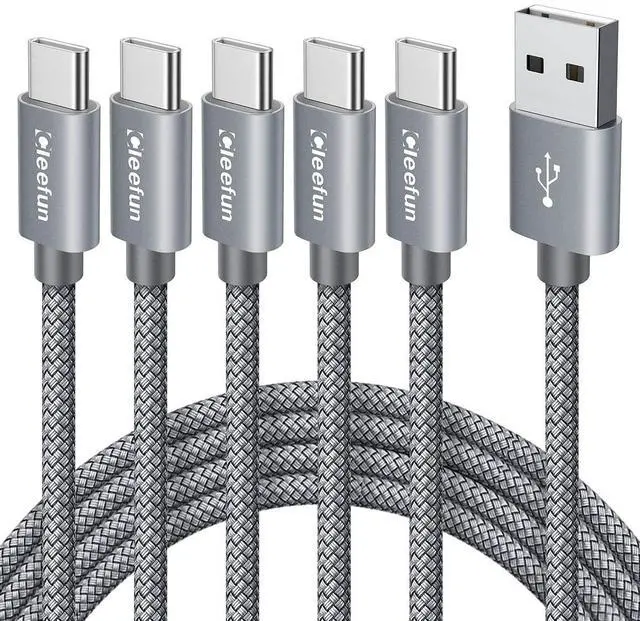 Main image of USB C Cable 6ft, 5-Pack USB A to Type C Charger Cord Fast Charging for iPhone 17 16 15 Pro Max Plus Air 16e, for Samsung Galaxy S25 S24 S23 S22 S21 S20 S10 A17 A16 A15 A56 A55 A26 A35 A36