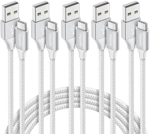 Main image of USB A to USB C Cable 5-Pack (3/3/6/6/10 ft), Fast Charging Type C Charger Cord for iPhone 17 16 15 Pro Max Plus Air, Samsung Galaxy S25 S24 S23 S22 S21 S20 A56 A17 A16, Pixel, Moto G, White