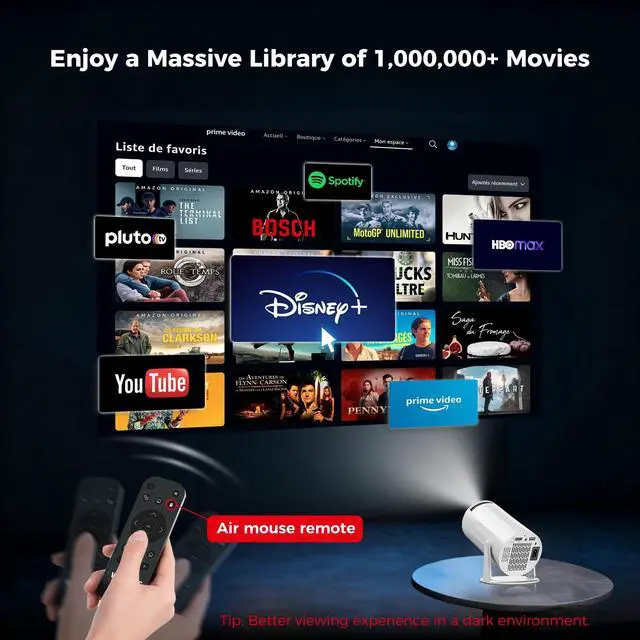 Alt view image 2 of 7 - Mini Projector with WiFi and Bluetooth, Portable Movie Projector Support 4K, Auto Keystone,210° Rotation, 130'' Screen Smart Projector Compatible with HDMI Phone TV Stick for Bedroom Outdoor