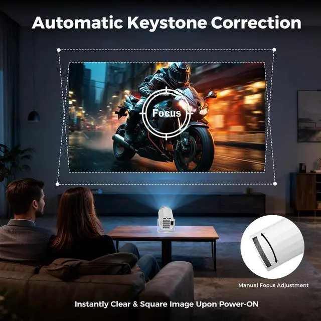 Alt view image 6 of 7 - Mini Projector with WiFi and Bluetooth, Portable Movie Projector Support 4K, Auto Keystone,210° Rotation, 130'' Screen Smart Projector Compatible with HDMI Phone TV Stick for Bedroom Outdoor