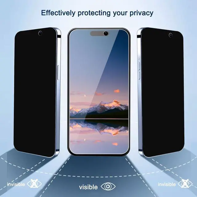 Alt view image 2 of 6 - Privacy Screen Protector for iPhone 16 / iPhone 15 / iPhone 15 Pro