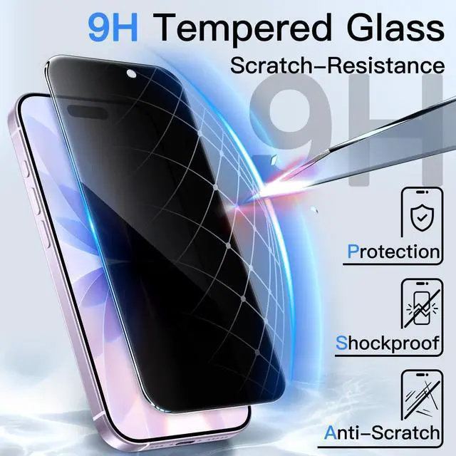 Alt view image 5 of 7 - Privacy Screen Protector for iPhone 17, 2-Pack