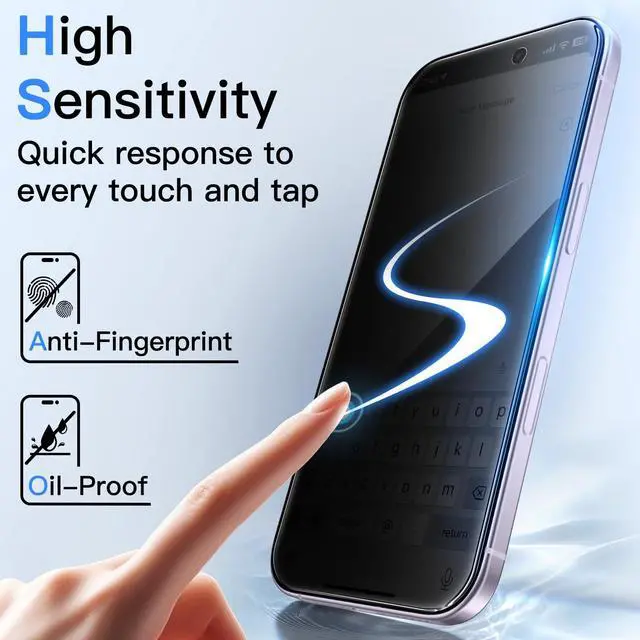 Alt view image 6 of 7 - Privacy Screen Protector for iPhone 17, 2-Pack