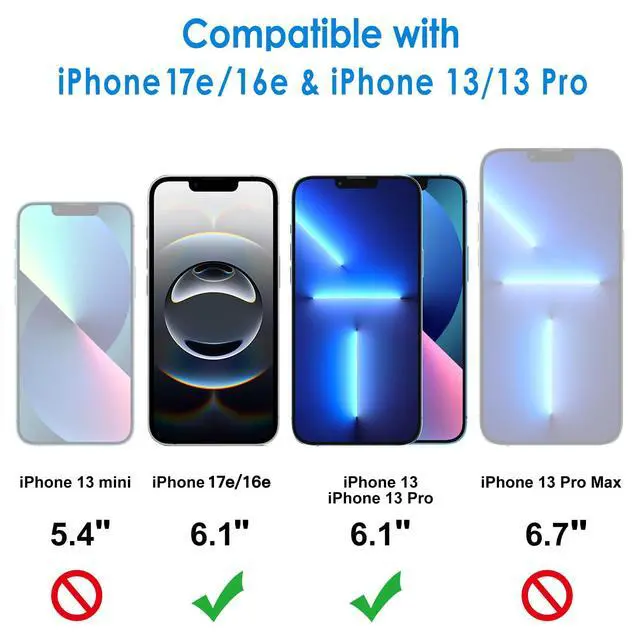 Alt view image 2 of 7 - Privacy Screen Protector for iPhone 17e (2026) / iPhone 16e / iPhone 13/13 Pro, Anti Spy Tempered Glass Film, 6.1-Inch Display, 2-Pack