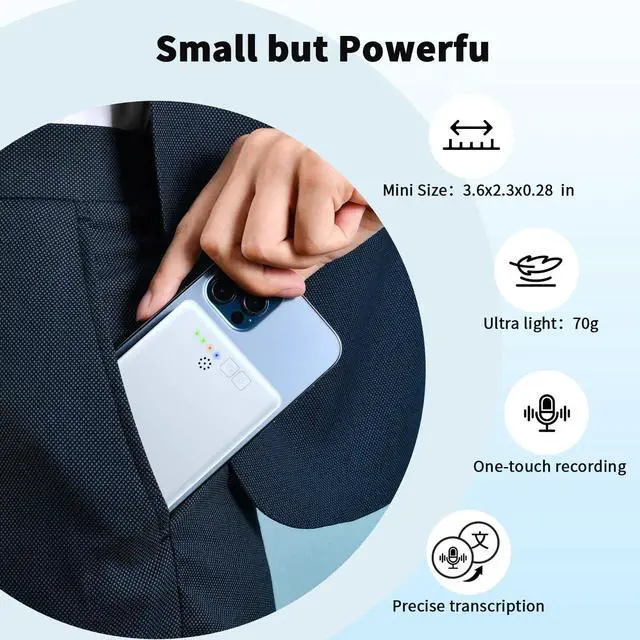 Alt view image 3 of 6 - AI Voice Recorder,Transcribe & Summarize Empowered by GPT & DeepSeek,APP Control,4G File Transfer,3600 Mins of Cloud Storage,Support 88 Languages,Audio Recorder for Meetings,Lectures,Calls,Silver