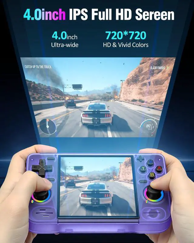 Alt view image 6 of 7 - RF40H Retro Handheld Game Console, 4.0" Retro Gaming Console, Built-in 20,000+ Classic Games, Supports WiFi Connection, Open Source Linux System, Portable Handheld Video Games (Purole)