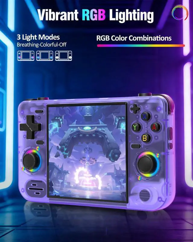 Alt view image 7 of 7 - RF40H Retro Handheld Game Console, 4.0" Retro Gaming Console, Built-in 20,000+ Classic Games, Supports WiFi Connection, Open Source Linux System, Portable Handheld Video Games (Purole)