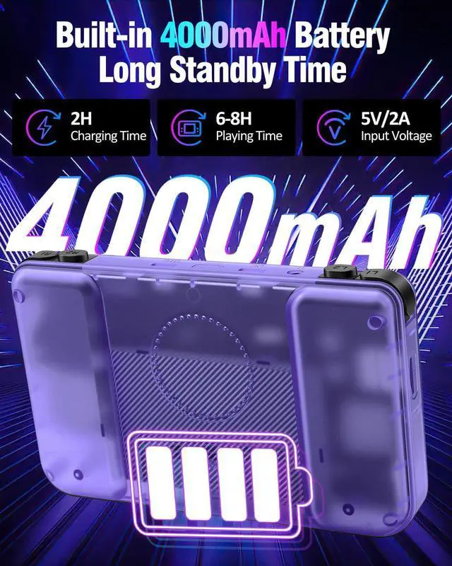 Alt view image 5 of 7 - RF40H Retro Handheld Game Console, 4.0" Retro Gaming Console, Built-in 20,000+ Classic Games, Supports WiFi Connection, Open Source Linux System, Portable Handheld Video Games (Purole)