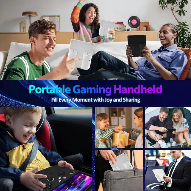 Alt view image 3 of 7 - R60MAX Retro Handheld Game Console, 6.0 Inch HD IPS Screen, Retro Gaming Console Built-in 20000+Games, Portable Video Console, Linux System, Retro Game Consoles Ultra-Long Standby Time (Black 128GB)