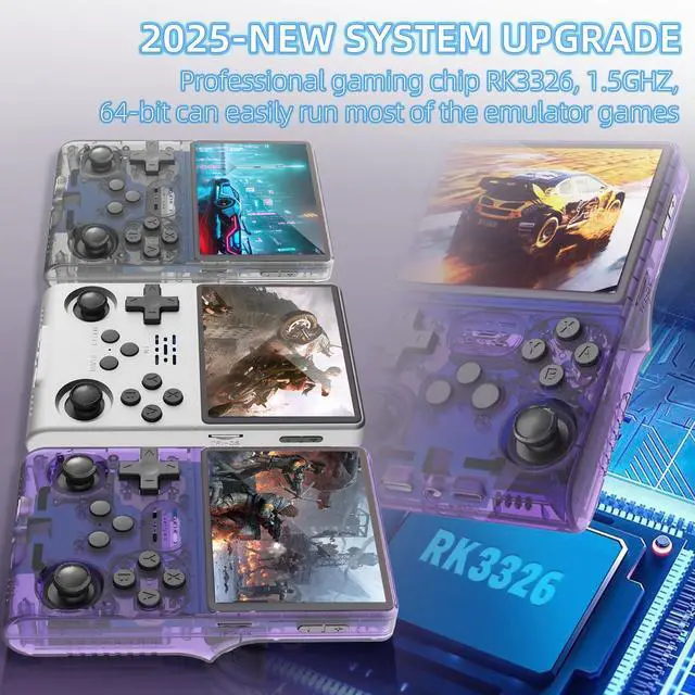 Alt view image 6 of 7 - R40S PRO Retro Gaming Console, 30000+ HD Games Handheld Game Console, 3800mAh Rechargeable Mini Retro Video Console with 256GB TF Card, Portable Pocket Arcade (Transparent Purple)