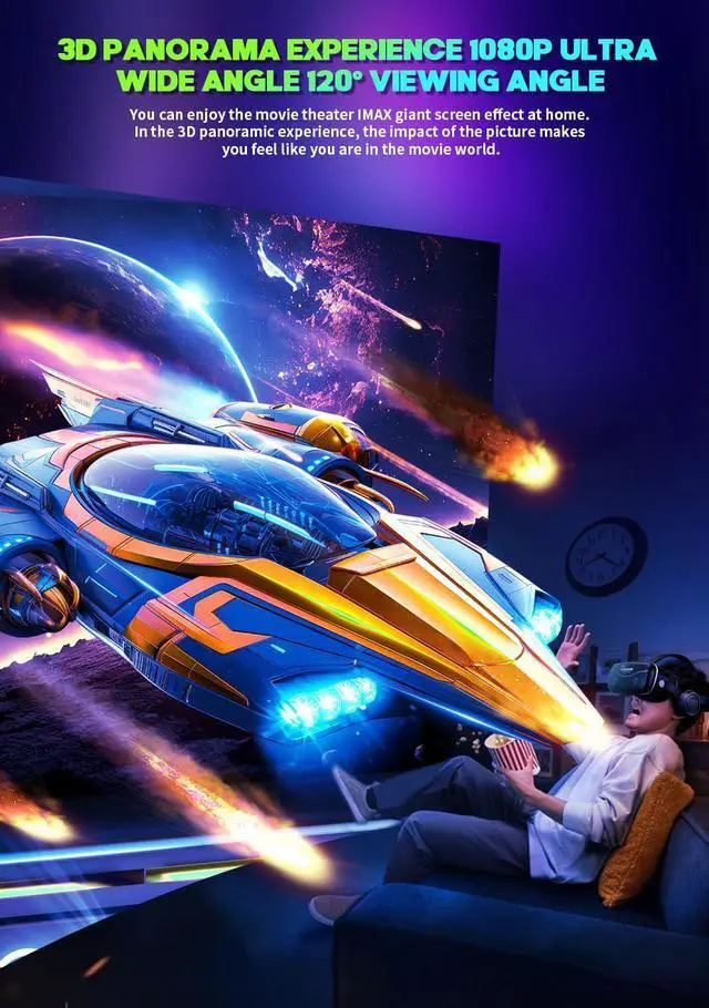 Alt view image 3 of 7 - All-in-One Smartphone VR Headset | Built-in Hi-Fi Headphones, 120° Wide FOV, Aspherical Lenses | The Ultimate 3D Movie & Mobile Gaming Kit