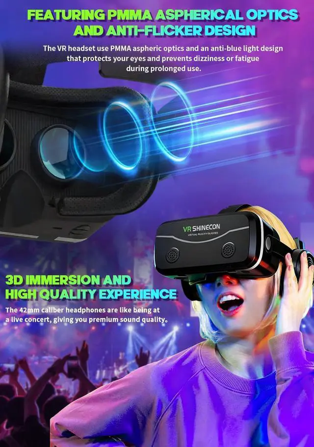 Alt view image 7 of 7 - All-in-One Smartphone VR Headset | Built-in Hi-Fi Headphones, 120° Wide FOV, Aspherical Lenses | The Ultimate 3D Movie & Mobile Gaming Kit