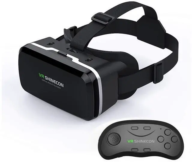 Main image of VR Headset with Remote Controller,3D Glasses Virtual Reality Headset for VR Games & 3D Movies, VR Headset for iPhone & Android Phone,VR Glasses Suitable for Kids and Adults