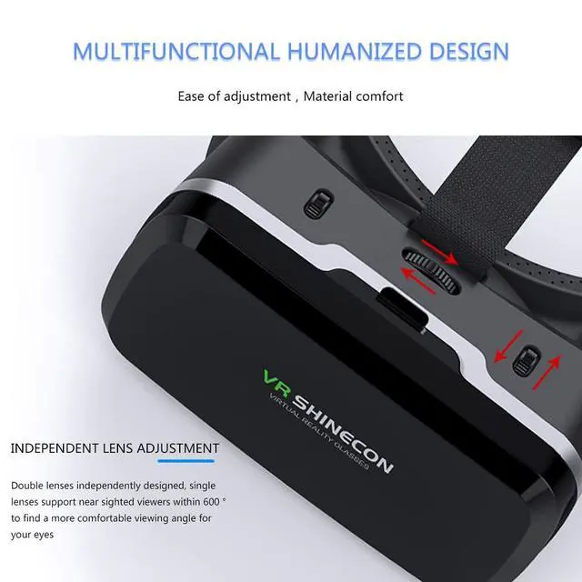 Alt view image 5 of 7 - VR Headset with Remote Controller,3D Glasses Virtual Reality Headset for VR Games & 3D Movies, VR Headset for iPhone & Android Phone,VR Glasses Suitable for Kids and Adults