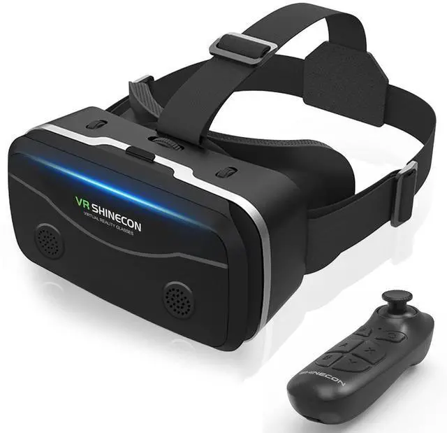 Main image of VR Headset for Smartphones with Bluetooth Controller, Universal 4.7-7 inch iPhone Android Phone VR Glasses, HD Aspheric Optical Lens w/Adjustable Focus & Pupil Distance, Heat Dissipation Design