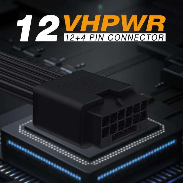 Alt view image 2 of 7 - 12VHPWR Cable Extension, 16 Pin Female to Dual 8 Pin(6+2) Male PCIe Conversion GPU Power Cable for Power Supply with 12+4pin 12VHPWR Port 11.8in (30cm) Black