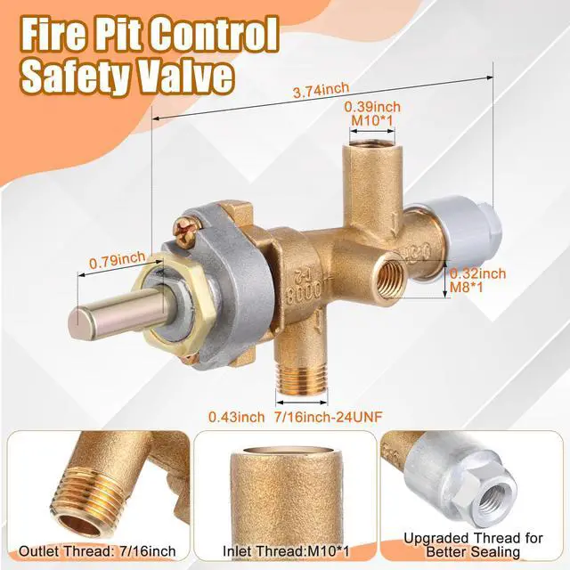 Alt view image 2 of 6 - 2 Set Patio Heater Replacement Parts for Outdoor Fire Pit Control Safety Valve Thermocouple and Tilt Switch, Heater Safety Sensor for Propane, Glass Tube, Gas Patio Heater Accessories