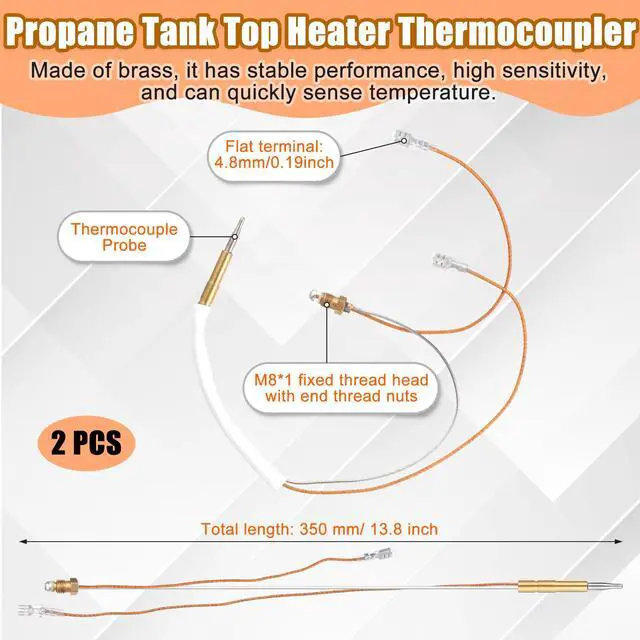 Alt view image 3 of 6 - 2 Set Patio Heater Replacement Parts for Outdoor Fire Pit Control Safety Valve Thermocouple and Tilt Switch, Heater Safety Sensor for Propane, Glass Tube, Gas Patio Heater Accessories