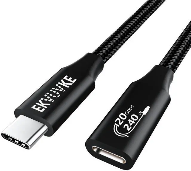 Main image of USB C Extension Cable 3.3FT 240W Fast Charge & 4K@60Hz Video Output, 20Gbps Data Sync USB 3.2 Gen 2 Type C Male to Female Extender Cord, Nylon Braided, for iPhone 17/16/15, PSVR2, MacBook, iPad