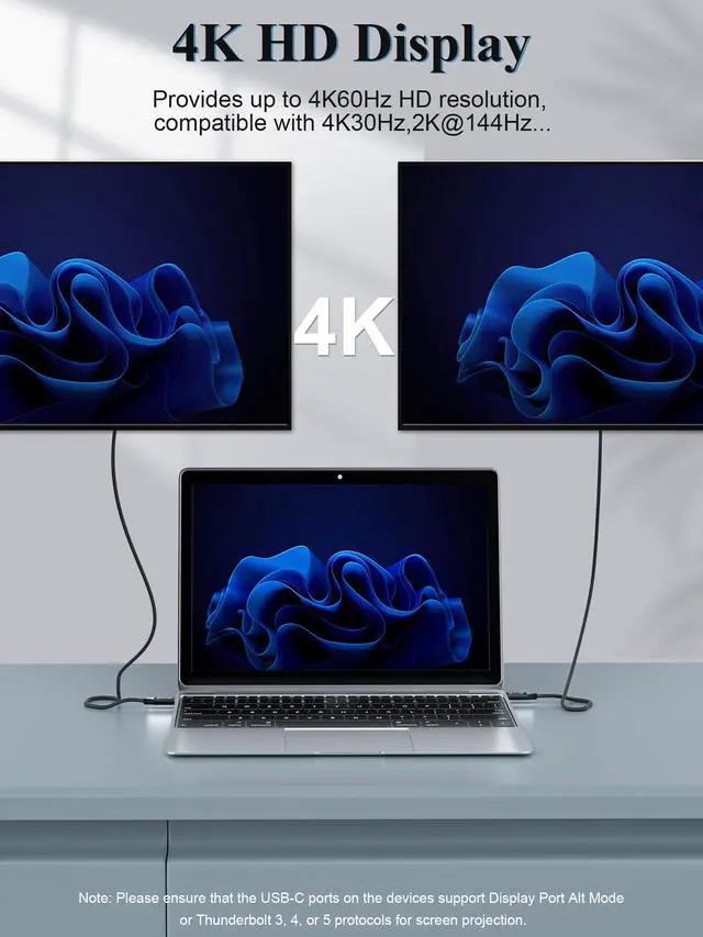 Alt view image 5 of 7 - USB C Extension Cable 3.3FT 240W Fast Charge & 4K@60Hz Video Output, 20Gbps Data Sync USB 3.2 Gen 2 Type C Male to Female Extender Cord, Nylon Braided, for iPhone 17/16/15, PSVR2, MacBook, iPad