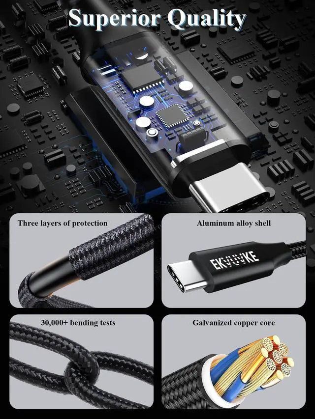 Alt view image 4 of 7 - USB C Extension Cable 3.3FT 240W Fast Charge & 4K@60Hz Video Output, 20Gbps Data Sync USB 3.2 Gen 2 Type C Male to Female Extender Cord, Nylon Braided, for iPhone 17/16/15, PSVR2, MacBook, iPad