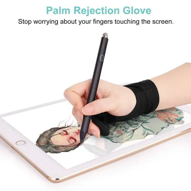 Alt view image 6 of 7 - Artists Gloves 2 Pack - Palm Rejection Gloves with Two Fingers for Paper Sketching, iPad, Graphics Drawing Tablet, Suitable for Left and Right Hand (Medium)