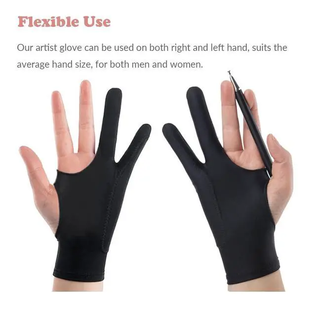 Alt view image 7 of 7 - Drawing Glove, 3-Layer Palm Rejection Digital Art Glove for Graphic Tablet, Artist Gloves with Two Fingers for iPad, Paper Sketching, Smudge Guard (2 PCS, Extra small)