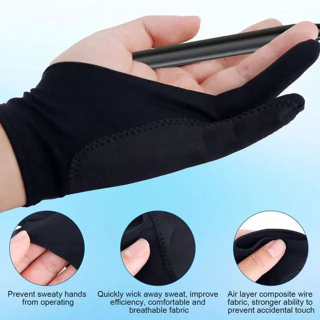 Alt view image 4 of 7 - Two-Finger Artist Glove for iPad & Drawing Tablet, 7.09x2.76in Art Gloves Black Digital Drawing Palm Rejection Glove for Right Hand and Left Hand, Sketching, Inking & Graphic Art Accessories (Small)