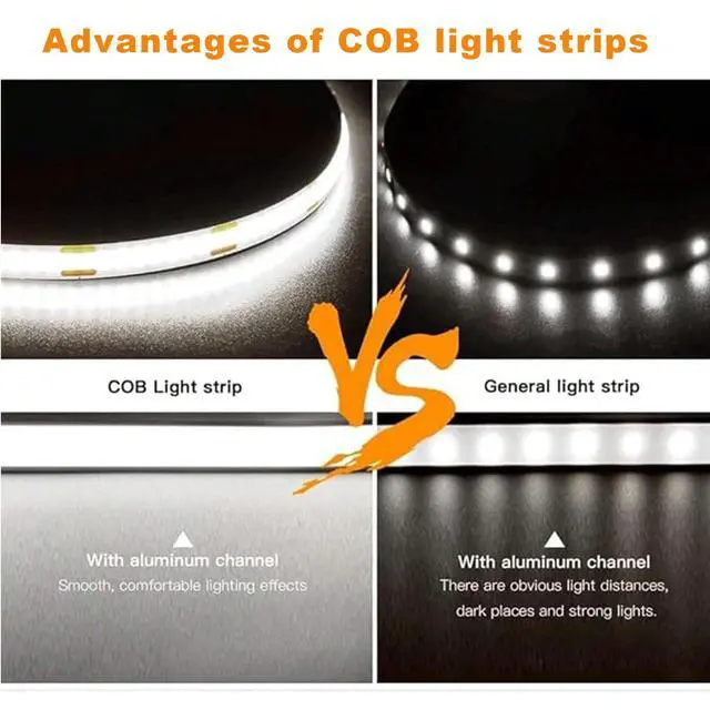 Alt view image 4 of 7 - 5V USB LED Strip Lights, 3.28FT COB Light Strip White, Short LED Strip Light, Flexible Bright 5V Led Strip for Under Cabinet, Kitchen, TV Backlight, Shelves, Displays and TV Lights