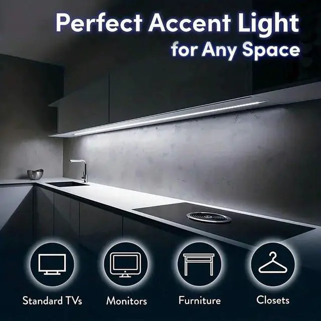 Alt view image 5 of 7 - 5V USB LED Strip Lights, 3.28FT COB Light Strip White, Short LED Strip Light, Flexible Bright 5V Led Strip for Under Cabinet, Kitchen, TV Backlight, Shelves, Displays and TV Lights